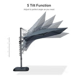 PURPLE LEAF 8' X 8' Left-right Tilting Patio Umbrella Outdoor Cantilever Swivel Square Umbrella Aluminum Offset Umbrella with 360-degree Rotation for Garden Deck Pool Patio Grey