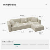 Luxury Modular Sectional Living Room Sofa Set, Modern Minimalist Style Couch with Ottoman and Chais