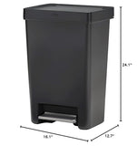 Premier Series II Step-On Trash Can for Home and Kitchen, with Lid Lock and Slow Close