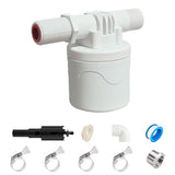 Aopchry Chicken Waterer Float Valve Kit - Top Inlet, Compatible with Various Chicken Water Cups & Nipples, Includes Fixing Clip, 4 Hose Clamps, Raw Tape, 1/2 to 3/4 Inch Adapter