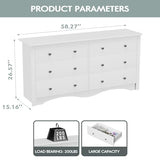 YESHOMY White Wood Dresser with 6 Drawer, Cabinets Dressers Wood Dresser Cabinet, Organizer Drawers for Bedroom, Living, Hallway