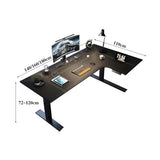 zhongxlla Standing Desk, Adjustable Height L-Shaped Leather PC Desk