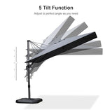 PURPLE LEAF 6.5' X 10' Right-left Tilt Patio Umbrella with Base Outdoor Cantilever Swivel Rectangle Umbrella Aluminum, Grey