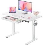 Electric Standing Desk with Drawers, Height Adjustable Desk with 4 Preset Heights,