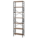 HOMISSUE Tall Bookshelf, 84 Inch Industrial Bookshelf with Metal Frame and Open Shelves, Brown