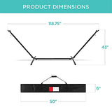 Best Choice Products Double Hammock with Steel Stand, Indoor Outdoor Brazilian-Style Cotton Bed w/Carrying Bag, 2-Person Capacity - Abyss