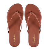 mazeskin Womens Memory Foam Flip Flops Thong Sandals Light Brown US8