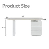 FUNXIBIO 71" Reversible Faux Marble White Office Computer Desk
