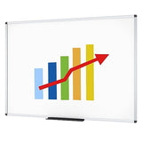 VIZ-PRO Dry Erase Board/Whiteboard, 96 x 48 Inches, Wall Mounted Board for School Office and Home, with 3 Colored Erasers