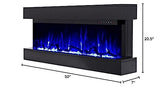 Touchstone Chesmont Smart Electric Fireplace- Wall Hanging Fireplace with 50" Wide Black Floating Mantle- Alexa/WiFi Enabled-10 Color-1,500W Heater- Crystals & Driftwood-Model 80034