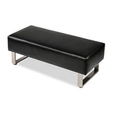 Faux Leather Bench, Black, 48"x20" Upholstered Padded Seat for Reception, Waiting Room