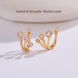 YOIHUR Glod Triple Illusion Claw Stud Earrings for Women, Multiple Huggie Hoop Earrings for One Hole, Rose Gold Earrings for Women Trendy Simple Hypoallergenic Jewellery Festival's Gifts