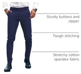 GINGTTO Men's Stretch Dress Pants Slim Fit Skinny Suit Pants Navy Blue 30 (157–176 lbs)
