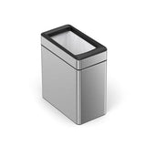 simplehuman 10 Liter / 2.6 Gallon Profile Open Trash Can, Slim Trash Can for Bedroom, Bathroom, Office, Brushed Stainless Steel