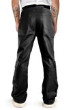 GINGTTO Mens Faux Leather Cargo Pants Bell Bottom Black 38