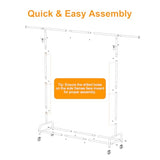 NEYCIL Standard Clothing Garment Rack with Wheels, 47.05" to 65.94" Adjustable Chrome Clothes Rack for Hanging Clothes, Portable Rolling Clothing Rack