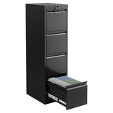 4 Drawer Metal File Cabinet with Lock, Wide Office Steel Filing Cabinet, Mobile Storage Organizer for Letter Legal Files