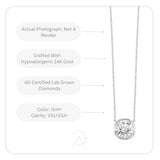 IGI Certified 1/4 to 3 Carat Lab Grown Diamond Round Solitaire Pendant Necklace