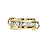 YOIHUR 14K Gold Plated Stackable Rings for Women Non Tarnish, 3 Ring Set with CZ Cubic Zirconia，Interlocked Stackable Rings，Gold and Silver Connected Bands Stacking Jewelry