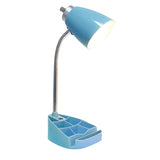 Simple Designs LD1056-BLU-LB 18.5" Gooseneck Organizer Desk Lamp with iPad Tablet Stand Book Holder and USB Port, with LED Bulb, Blue