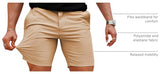 GINGTTO Mens Casual Shorts Summer with Zipper Pockets Khaki Golf Shorts Men Elastic Waist Bermuda 30