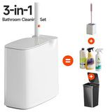 CTIME Bathroom Trash can Set, 2 Gallon White Small Trash Can with Lid, Disposable Toilet Brush, Storage Caddy and 12 Refills
