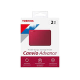 Advance 2TB Portable External Hard Drive USB 3.0, Red - HDTCA20XR3AA TOSHIBA