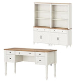 Home Office Furniture Set, 56" Executive Desk with Charging Station, 72" Tall Bookcase with 4 Doors and 2 Drawers