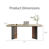 Mid Century Modern Dining Table for 4, Faux Marble Top Dining Room Table with Dual-Tone Pedestal