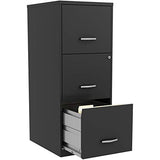 Lorell NuSparc 3 Drawer Locking Filing Cabinet | Pre-Assembled Steel Construction | Space-Saving Design