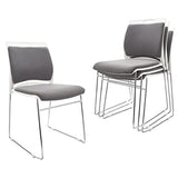 VACYOVKE 4 Pack Stacking Chairs 1102LB Capacity Home Office Guest Chair Set With Sled Base, Modern Reception Chair for Kitchen, Waiting Room, Multi-Purpose, Break Room, Training, Cafeteria, Gray Color