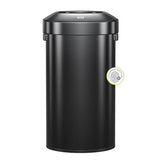 EKO Urban 32 Gallon Round Black Stainless Steel Open Top Waste Bin