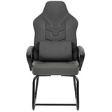 Newnno Leather Office Guest Chair No Wheels High Back Computer Reception Chairs