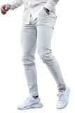 GINGTTO Skinny Dress Pants Men Grey Stretch Mens Chino Pants Slim Fit Tapered Leg 28×30
