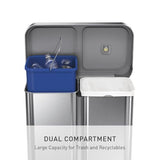 simplehuman 58 Liter / 15.3 Gallon Rectangular Dual Compartment Recycling Step