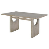 Merax Wood Dining Table Set for 6, Rectangular Tabletop/Upholstered Chairs/Retro Geometric Design, Ideal for Dining-Room and Kitchen, Natural