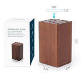 5.5“ Steak Knife Block Holder without Knives with 8 Slots - Wooden Steak Knife Storage Block only - Space Saver-Compact Design Steak Knives Organizer -by KITCHENDAO