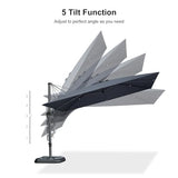 PURPLE LEAF 11' X 8' Left-right Tilting Patio Umbrella Outdoor Cantilever Swivel Rectangle Umbrella with Tilt Aluminum Offset Umbrella with 360-degree Rotation for Garden Deck Pool Patio Grey