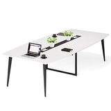 8FT Conference Table, 94.48L x 47.24W x 29.52H Inches Large Boat Shaped Meeting Seminar Table with Cable Grommets