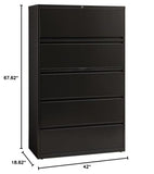 Pemberly Row 42-in Wide Metal Lateral Filing Cabinet, Black Powder Coat Finish
