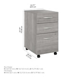 Bush Business Furniture Echo 3 Drawer Mobile File Cabinet in Gray Sand