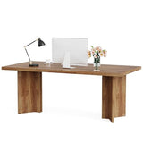 63-inch Executive Desk, Vintage Home Office Computer Desk with Large Tabletop, Walnut Brown