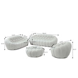 Comfy Upholstered Sofa, Mesh Fabric 3D Honeycomb Shape Modern Couches for Living Room, Apartment (Light Grey, 1 Seater