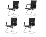 Waiting Room Chairs Leather Office Guest Chair Mid Back Reception Chairs with Sled Base for Meeting