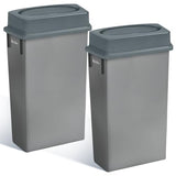 23 Gallon Slim Trash Can with Swing Lid Commercial Gray Rectangular Garbage Can with Drop Shot Lid Waste Bin
