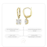 1/2 to 4 Carat Lab Grown Diamond Round Dangle Drop Earrings
