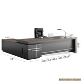 70.8 Inch L Shaped Executive Desk - Modern Office Desk with 2 Drawers, Solid Wood Home Office Desk with Hidden Electrical Hole