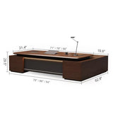 L Shaped Executive Desk with Combination Lock Drawer, 78 inch Large Computer Desk