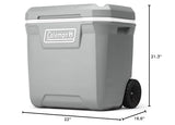 Insulated Portable Cooler with Heavy Duty Wheels, Leak-Proof Wheeled Cooler with 100+ Can Capacity Coleman