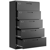 Letaya 5 Drawer File Cabinet with Lock,Metal Lateral Filing Cabinets for Home Office Hanging Files